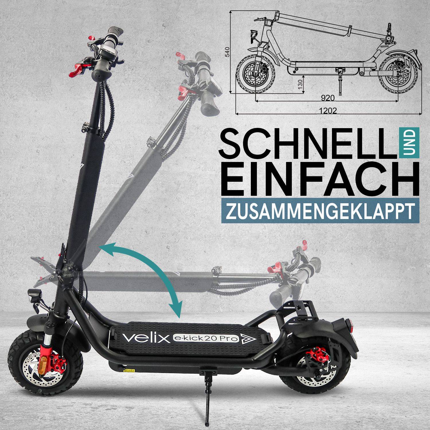 Rolektro E-Kick 20 Pro SW 20kmh 60km 350W 120kg E-Scooter ABE